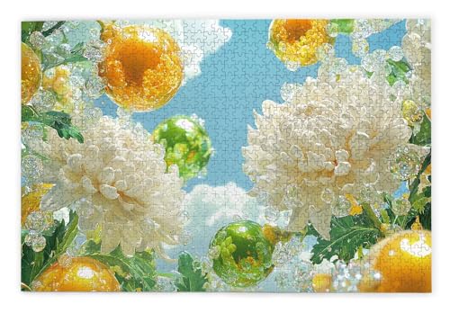 Puzzle 1500 Teile Erwachsene, Chrysantheme Puzzle 1500 Teile mit Geschenkbox, Holzpuzzle Erwachsene mit Naturholz, Geschenke für Frauen, Geschenke für Männer, Groß Holzpuzzle für Deko Wohnzimmer, Y-45 von Kinntn