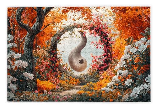 Puzzle 1500 Teile Erwachsene, Herbst Puzzle 1500 Teile mit Geschenkbox, Holzpuzzle Erwachsene mit Naturholz, Geschenke für Frauen, Geschenke für Männer, Groß Holzpuzzle für Wanddeko Wohnzimmer, Z-13 von Kinntn