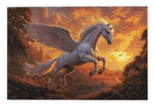 Puzzle 1500 Teile Erwachsene, Pegasus Puzzle 1500 Teile mit Geschenkbox, Holzpuzzle Erwachsene mit Naturholz, Geschenke für Frauen, Geschenke für Männer, Groß Holzpuzzle für Wanddeko Wohnzimmer, B-5 von Kinntn