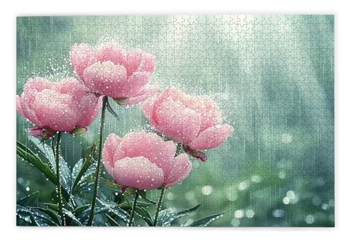 Puzzle 1500 Teile Erwachsene, Pfingstrose Puzzle 1500 Teile mit Geschenkbox, Holzpuzzle Erwachsene mit Naturholz, Geschenke für Frauen, Geschenke für Männer, Groß Holzpuzzle für Deko Wohnzimmer, R-45 von Kinntn