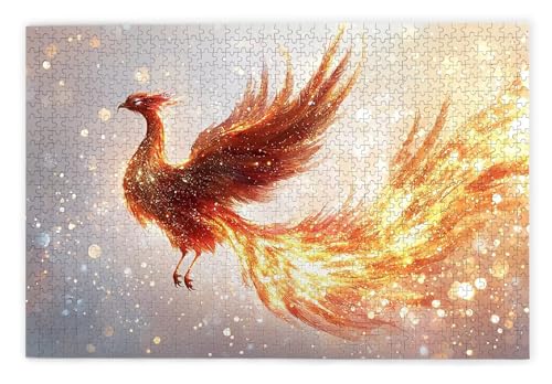 Puzzle 1500 Teile Erwachsene, Phönix Puzzle 1500 Teile mit Geschenkbox, Holzpuzzle Erwachsene mit Naturholz, Geschenke für Frauen, Geschenke für Männer, Groß Holzpuzzle für Wanddeko Wohnzimmer, A-73 von Kinntn