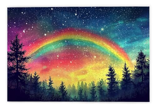 Puzzle 1500 Teile Erwachsene, Regenbogen Puzzle 1500 Teile mit Geschenkbox, Holzpuzzle Erwachsene mit Naturholz, Geschenke für Frauen, Geschenke für Männer, Groß Holzpuzzle für Deko Wohnzimmer, U-63 von Kinntn