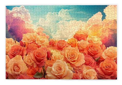 Puzzle 1500 Teile Erwachsene, Rose Puzzle 1500 Teile mit Geschenkbox, Holzpuzzle Erwachsene mit Naturholz, Geschenke für Frauen, Geschenke für Männer, Groß Holzpuzzle für Wanddeko Wohnzimmer, S-59 von Kinntn