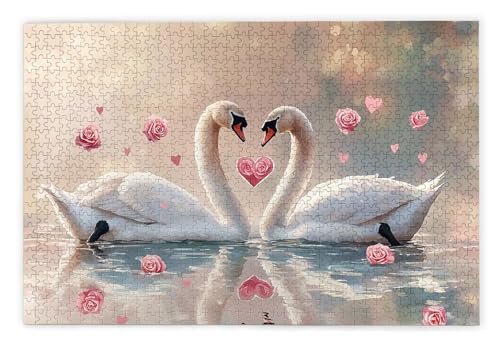 Puzzle 1500 Teile Erwachsene, Schwan Puzzle 1500 Teile mit Geschenkbox, Holzpuzzle Erwachsene mit Naturholz, Geschenke für Frauen, Geschenke für Männer, Groß Holzpuzzle für Wanddeko Wohnzimmer, Y-49 von Kinntn