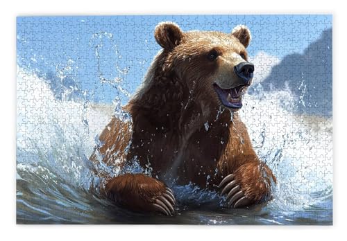 Puzzle 1500 Teile Erwachsene, Tragen Puzzle 1500 Teile mit Geschenkbox, Holzpuzzle Erwachsene mit Naturholz, Geschenke für Frauen, Geschenke für Männer, Groß Holzpuzzle für Wanddeko Wohnzimmer, U-47 von Kinntn