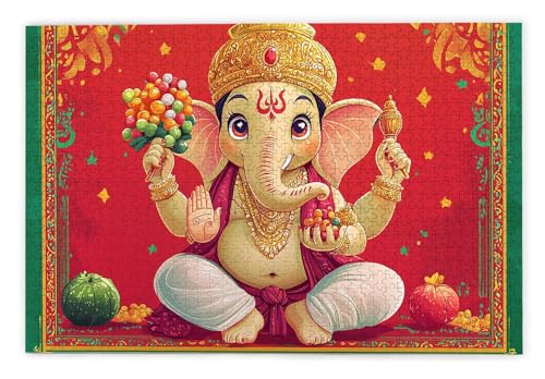 Puzzle 2000 Teile, Ganesha Puzzle 2000 Teile Erwachsene, Holzpuzzle Erwachsene, EIN Herausforderndes Rätsel, Puzzlespiele für Die Ganze Familie, Holzpuzzle für Zimmer Deko Wohnzimmer, Geschenke, B-28 von Kinntn