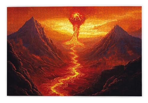Puzzle 2000 Teile, Vulkan Puzzle 2000 Teile Erwachsene, Holzpuzzle Erwachsene, EIN Herausforderndes Rätsel, Puzzlespiele für Die Ganze Familie, Holzpuzzle für Zimmer Deko Wohnzimmer, Geschenke, T-40 von Kinntn