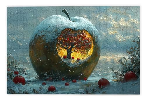 Puzzle 2000 Teile Erwachsene, Apfel Puzzle 2000 Teile mit Geschenkbox, Holzpuzzle Erwachsene mit Naturholz, Geschenke für Frauen, Geschenke für Männer, Groß Holzpuzzle für Wanddeko Wohnzimmer, Q-47 von Kinntn
