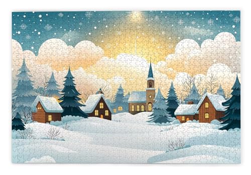 Puzzle 2000 Teile Erwachsene, Kleine Stadt Puzzle 2000 Teile mit Geschenkbox, Holzpuzzle Erwachsene mit Naturholz, Geschenke für Frauen, Geschenke für Männer, Groß Holzpuzzle für Deko Wohnzimmer, T-65 von Kinntn