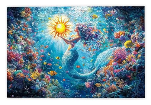 Puzzle 2000 Teile Erwachsene, Meerjungfrau Puzzle 2000 Teile mit Geschenkbox, Holzpuzzle Erwachsene mit Naturholz, Geschenke für Frauen, Geschenke für Männer, Groß Holzpuzzle für Deko Wohnzimmer, G-29 von Kinntn