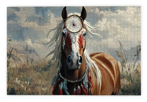 Puzzle 2000 Teile Erwachsene, Pferd Puzzle 2000 Teile mit Geschenkbox, Holzpuzzle Erwachsene mit Naturholz, Geschenke für Frauen, Geschenke für Männer, Groß Holzpuzzle für Wanddeko Wohnzimmer, Z-49 von Kinntn