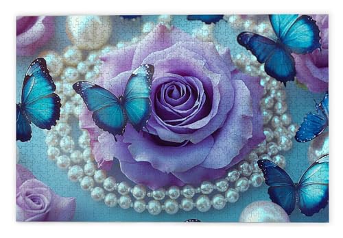 Puzzle 2000 Teile Erwachsene, Rose Puzzle 2000 Teile mit Geschenkbox, Holzpuzzle Erwachsene mit Naturholz, Geschenke für Frauen, Geschenke für Männer, Groß Holzpuzzle für Wanddeko Wohnzimmer, R-35 von Kinntn