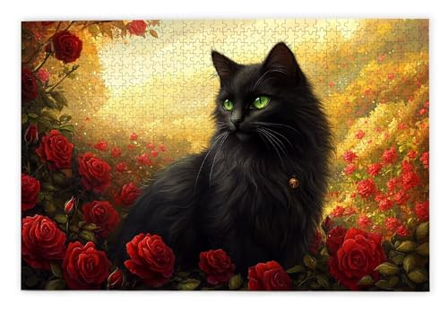 Puzzle 3000 Teile, Schwarze Katze Puzzle 3000 Teile Erwachsene, Holzpuzzle Erwachsene, EIN Herausforderndes Rätsel, Puzzlespiele für Die Ganze Familie, Holzpuzzle für Deko Wohnzimmer, Geschenke, C-66 von Kinntn