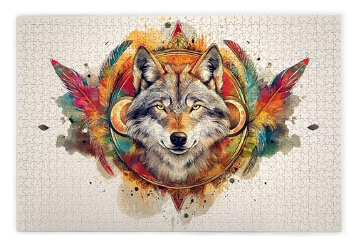 Puzzle 3000 Teile Erwachsene, Wolf Puzzle 3000 Teile mit Geschenkbox, Holzpuzzle Erwachsene mit Naturholz, Geschenke für Frauen, Geschenke für Männer, Groß Holzpuzzle für Wanddeko Wohnzimmer, C-1 von Kinntn