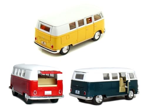 Kinsmart 1962 Volkswagen Classic Bus Maßstab 1:32 Druckguss Modell Spielzeug Auto Camper Van (kompatibel mit), 5060D-KIT-GREEN von Kinsmart