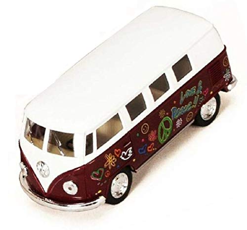 Kinsmart 1962 Volkswagen Classic Bus with Decals 1/32 Scale Die Cast Model Toy Car - Maroon von Kinsmart