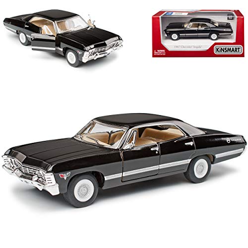 Kinsmart Chevrolet Impala Sport Sedan Limousine Schwarz bekannt aus Supernatural Join The Hunt 1965-1970 ca 1/43 1/36 Modell Auto mit individiuellem Wunschkennzeichen von Kinsmart