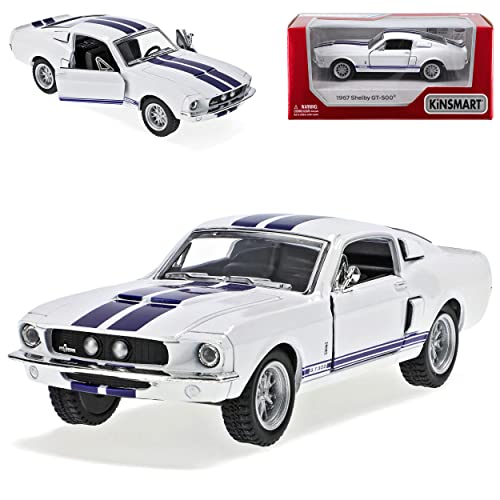 Kinsmart Ford Mustang Shelby GT-500 1967 I 2. Generation Coupe Weiss mit blauen Streifen ca 1/43 1/36-1/46 Modell Auto mit individiuellem Wunschkennzeichen Kinsmart Ford Mustang Shelby GT-500 1967 I 2. Generation Coupe Weiss mit blauen Streifen ca 1/43 1/36-1/46 Modell Auto mit individiuellem Wunschkennzeichen von Kinsmart