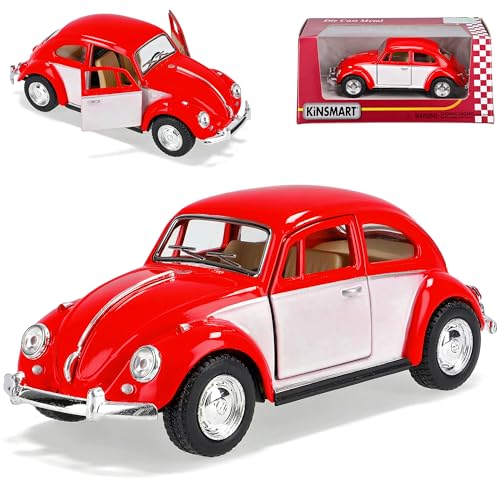 Kinsmart Volkwagen Käfer Coupe Rot mit Weiss ca 1/43 1/36-1/46 Modell Auto von Kinsmart