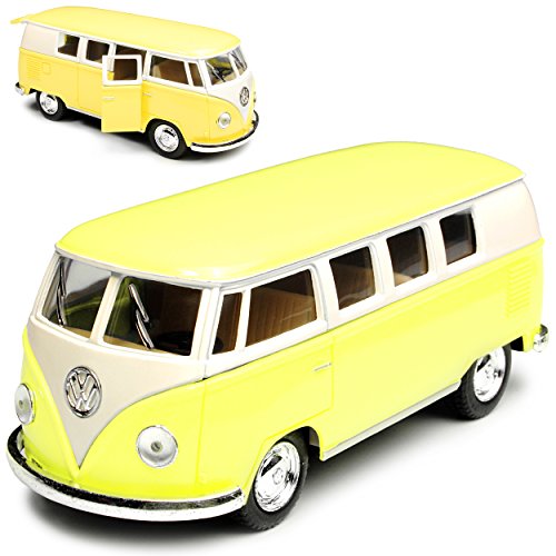 Kinsmart Volkwagen T1 Gelb Creme Weiss Samba Bully Bus 1950-1967 1/32 Modell Auto mit individiuellem Wunschkennzeichen von Kinsmart