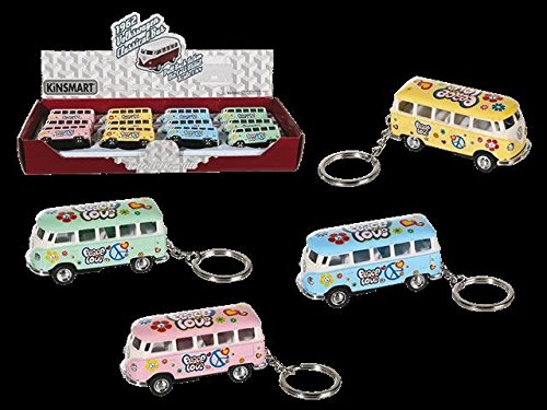 Kinsmart Schlüsselanhänger VW T1 Bus 1962 - Rosa, Metall mit Kunststoff, Retro, Peace & Love, mit Rückziehmotor, Unisex-Erwachsene Kinsmart Schlüsselanhänger VW T1 Bus 1962 - Rosa, Metall mit Kunststoff, Retro, Peace & Love, mit Rückziehmotor, Unisex-Erwachsene von Kinsmart