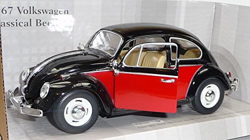 VW Käfer bicolor - Classical Beetle (1967) 1:24 im Schaukarton (schwarz/bordeaux) von Kinsmart