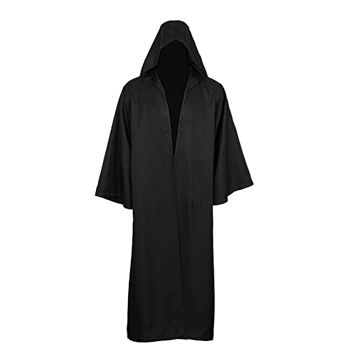 kinstell Jedi Uniform Hooded Robe Knight Suits Black Tunika Uniform Full Halloween Darth Hooded Robe Cloak Cosplay Costume von kinstell