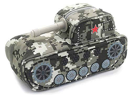 Kintone Federmäppchen Große Kapazität Kreative Camouflage Form Auto/Kampfpanzer Federmäppchen Box Schule (Grauer Panzer) von Kintone