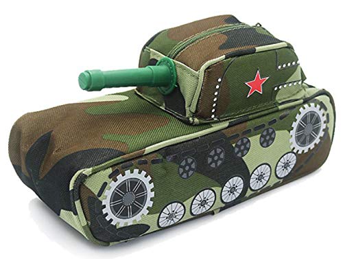 Kintone Federmäppchen Große Kapazität Kreative Camouflage Form Auto/Kampfpanzer Federmäppchen Box Schule (Grüner Panzer) von Kintone