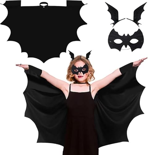 Kinwers Fledermaus KostüM Kinder,Fledermaus Cape Halloween KostüM Batgirl Outdoor,Kinder Halloween KostüM MäDchen 110 von Kinwers