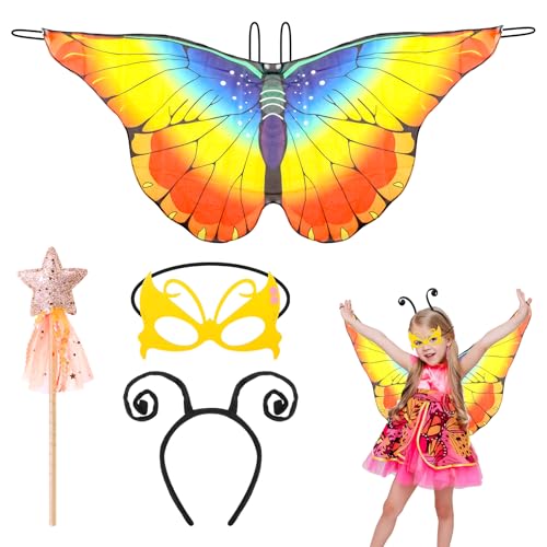 Kinwers Schmetterling Kostüm Kinder,4 Stück Kostüm Schmetterling Kinder Mädchen Schmetterlingsflügel mit Maske Haarreif Tattoos,Halloween Kostüm Karneval Fasching Cosplay Kinwers Schmetterling Kostüm Kinder,4 Stück Kostüm Schmetterling Kinder Mädchen Schmetterlingsflügel mit Maske Haarreif Tattoos,Halloween Kostüm Karneval Fasching Cosplay von Kinwers