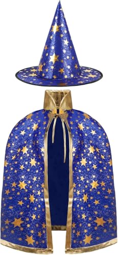 Kinwers Zauberer Kostüm Kinder,4 Stück Zauberumhang Hexenhut Zauberstab Maske,Halloween FaschingskostüMe für Junge MäDchen Kinwers Zauberer Kostüm Kinder,4 Stück Zauberumhang Hexenhut Zauberstab Maske,Halloween FaschingskostüMe für Junge MäDchen von Kinwers