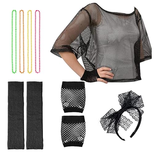 Kioriur 10-teiliges Kostümzubehör-Set - 80er Jahre Mädchen Outfit, 80er Jahre Kostüm Outfit für Damen | Retro Kostüm Accessoires für Frauen, Kostümset Kioriur 10-teiliges Kostümzubehör-Set - 80er Jahre Mädchen Outfit, 80er Jahre Kostüm Outfit für Damen | Retro Kostüm Accessoires für Frauen, Kostümset von Kioriur
