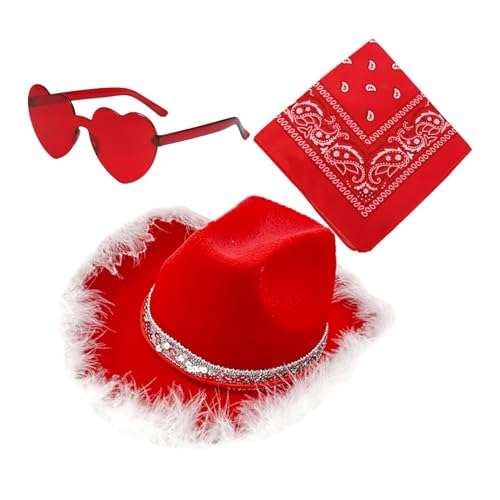 Kioriur Weihnachts-Cowboyhüte Set – Weihnachts-Cowboyhüte Set, Western Cowboyhut | 3 x Weihnachtsparty-Hut, Cowgirl-Hut mit breiter Krempe mit F-Brille Kioriur Weihnachts-Cowboyhüte Set – Weihnachts-Cowboyhüte Set, Western Cowboyhut | 3 x Weihnachtsparty-Hut, Cowgirl-Hut mit breiter Krempe mit F-Brille von Kioriur