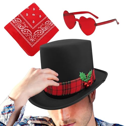 Kioriur Weihnachts-Cowboyhüte Set – Weihnachts-Cowboyhüte Set, Western Cowboyhut | 3 x Weihnachtsparty-Hut, Cowgirl-Hut mit breiter Krempe mit F-Brille Kioriur Weihnachts-Cowboyhüte Set – Weihnachts-Cowboyhüte Set, Western Cowboyhut | 3 x Weihnachtsparty-Hut, Cowgirl-Hut mit breiter Krempe mit F-Brille von Kioriur