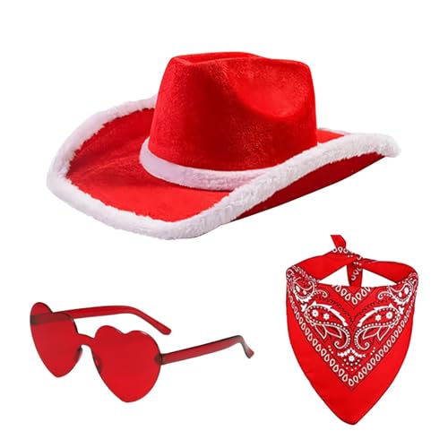 Kioriur Weihnachts-Cowboyhüte Set – Weihnachts-Cowboyhüte Set, Western Cowboyhut | 3 x Weihnachtsparty-Hut, Cowgirl-Hut mit breiter Krempe mit F-Brille Kioriur Weihnachts-Cowboyhüte Set – Weihnachts-Cowboyhüte Set, Western Cowboyhut | 3 x Weihnachtsparty-Hut, Cowgirl-Hut mit breiter Krempe mit F-Brille von Kioriur