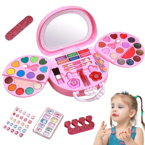 Make -up Kids - Probieren Sie das Spielenspielzeugset, tragbares Make -up -Kit | Beauty Vanity Set tragbares Make -up -Kit, Waschanlage Safe Complete für kleine Mädchen Geburtstag und Weihnachten für von Kioriur