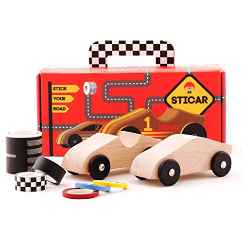 Kipod Toys 44700 Holzauto-Bastelset, Hellbraun, bunt von Kipod Toys