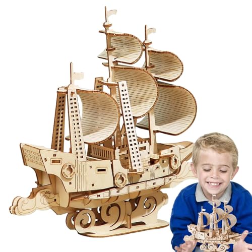 Kirdume Bootsbausätze,Bootsmodellbausätze - Schiffsmodellbau, Bauhandwerk | Pädagogischer Holzblock-Puzzle-Modellbausatz für Jungen, Mädchen, Kinder von Kirdume