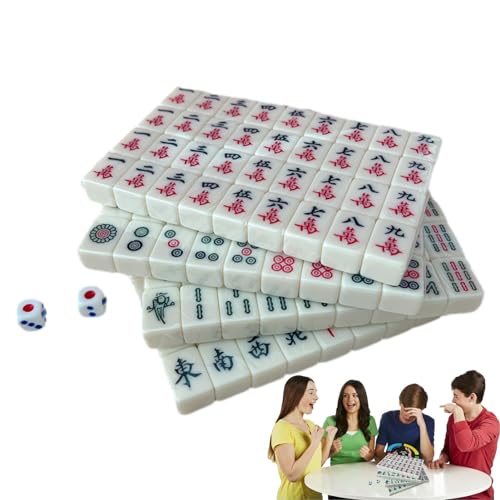 Kirdume Reise-Mahjong, Mini-Mahjong-Set | Tragbare Mahjong-Sets mit klarer Gravur | Reisezubehör, Legespiel Mini für Ausflüge, Schulen, Häuser, Reisen von Kirdume