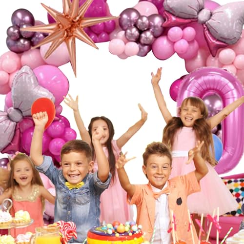 Rosa Geburtstagsdekorationen,Rosa Rosenballon Bogen Folienballon - Rosa Luftballons Partyzubehör Rosa Folien-Zahlenballons Latexballons Kirdume von Kirdume