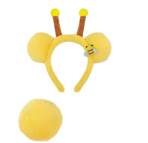 Kirei Sui 2 Stück Bär Kostüm Set mit niedlichen Bienen Ohren Stirnband Schwanz Halloween Kostüme Zubehör Cosplay für Erwachsene Gelb Braun Kirei Sui 2 Stück Bär Kostüm Set mit niedlichen Bienen Ohren Stirnband Schwanz Halloween Kostüme Zubehör Cosplay für Erwachsene Gelb Braun von Kirei Sui