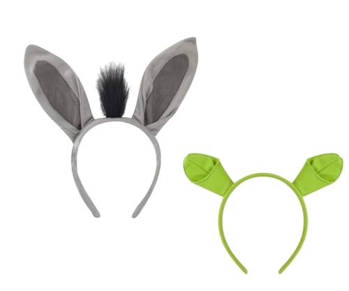 Kirei Sui 2 Stück Grün Stirnband Esel Kostüm Set mit Ohren Stirnband Halloween Kostüme Zubehör Cosplay für Erwachsene Kirei Sui 2 Stück Grün Stirnband Esel Kostüm Set mit Ohren Stirnband Halloween Kostüme Zubehör Cosplay für Erwachsene von Kirei Sui