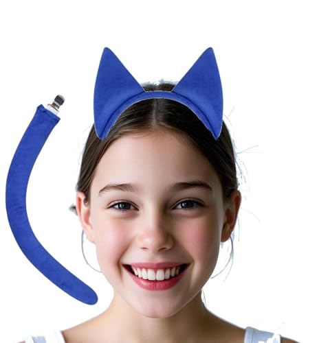 Kirei Sui 2-teiliges königsblaues Katzenkostüm Ohren Stirnband Halloween Dress Up Zubehör Cosplay Kit für Erwachsene, Blau, Einheitsgröße Kirei Sui 2-teiliges königsblaues Katzenkostüm Ohren Stirnband Halloween Dress Up Zubehör Cosplay Kit für Erwachsene, Blau, Einheitsgröße von Kirei Sui