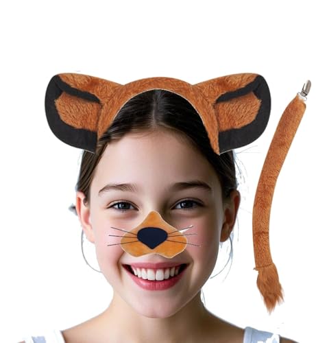 Kirei Sui 3 Stück König der Löwen Kostüm Tier Ohren Stirnband Halloween Dress Up Zubehör Cosplay für Erwachsene, Helles Braun, Einheitsgröße Kirei Sui 3 Stück König der Löwen Kostüm Tier Ohren Stirnband Halloween Dress Up Zubehör Cosplay für Erwachsene, Helles Braun, Einheitsgröße von Kirei Sui