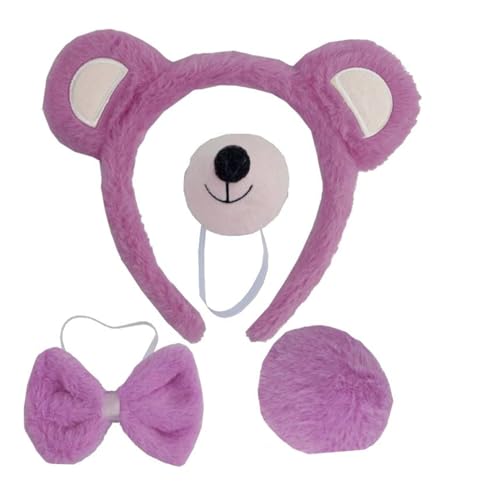 Kirei Sui 4 Stück Bär Kostüm Set mit Ohren Stirnband Fliege Schwanz Nase Halloween Kostüme Zubehör Cosplay für Erwachsene Hellrosa Kirei Sui 4 Stück Bär Kostüm Set mit Ohren Stirnband Fliege Schwanz Nase Halloween Kostüme Zubehör Cosplay für Erwachsene Hellrosa von Kirei Sui
