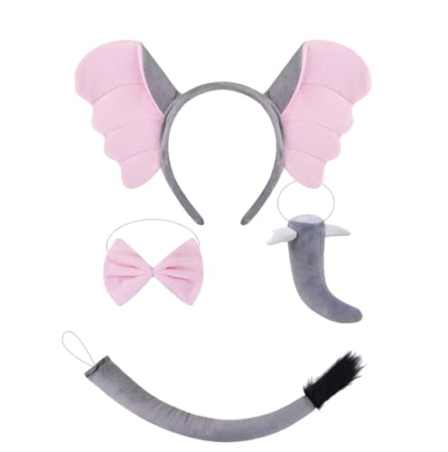 Kirei Sui 4-teiliges Elefantenkostüm Tierohren Stirnband Halloween Dress Up Cosplay Kit für Erwachsene, Helles Braun, Einheitsgröße Kirei Sui 4-teiliges Elefantenkostüm Tierohren Stirnband Halloween Dress Up Cosplay Kit für Erwachsene, Helles Braun, Einheitsgröße von Kirei Sui