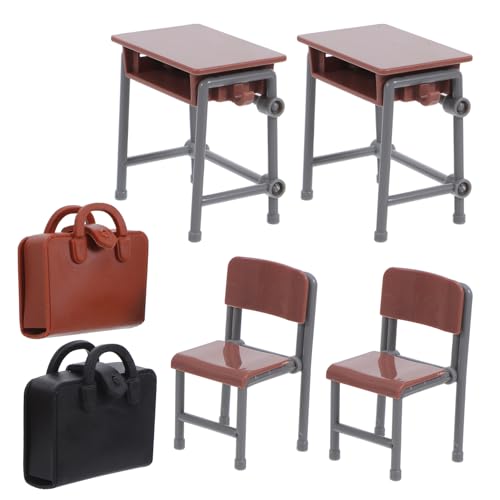 1 Set Puppenhaus Schreibtisch und Stuhl: Miniatur Klassenzimmer Möbel - Mini Schreibtisch Stuhl Rucksack Spielzeug - Handgefertigte Mini Schulutensilien für Puppenhaus Dekoration 1 Set Puppenhaus Schreibtisch und Stuhl: Miniatur Klassenzimmer Möbel - Mini Schreibtisch Stuhl Rucksack Spielzeug - Handgefertigte Mini Schulutensilien für Puppenhaus Dekoration von Kisangel