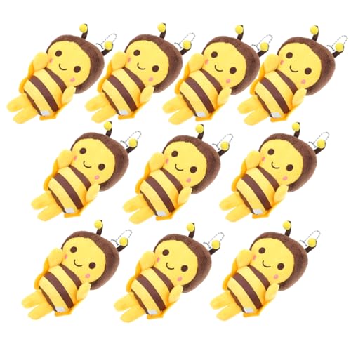 10Stücke Plüsch Bienen Anhänger Gefüllte Hänge Dekoration Süße Bienen Figuren für Taschen und Rucksäcke Langlebig und Tragbar von Kisangel