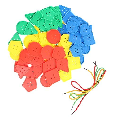 Kisangel 1 Packung Gebäudesteine ​​mit Gewinde Blöcke einfädeln Schneeflocken-Knopfblöcke Button-Bausteine geometrische Knopfblöcke von Kisangel